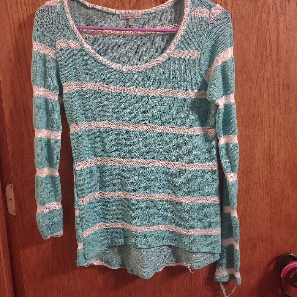 Woven Sweater Green and White